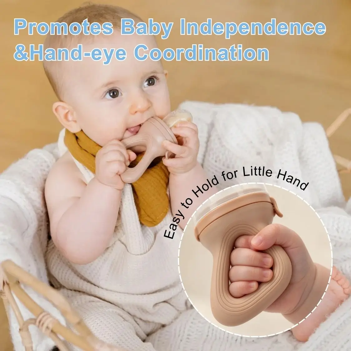 Baby Fruit Feeder Teether Pacifier with Baby Food Freezer Tray Set Silicone Freezable Teether for Fruit Purees Self Feeding