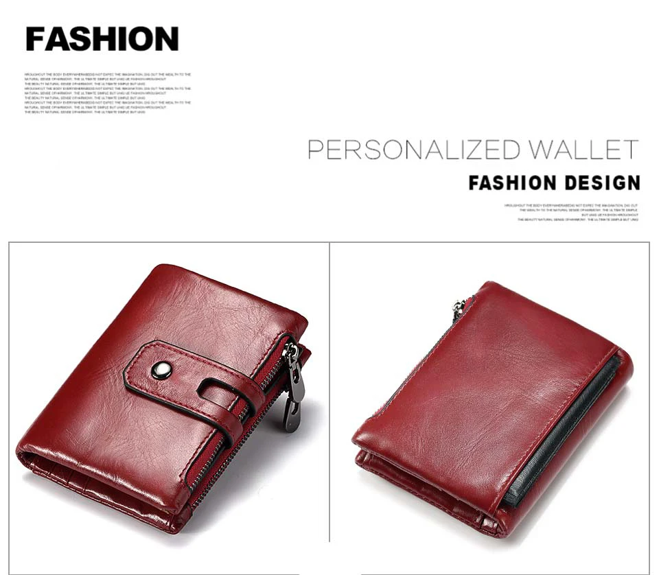 HUMERPAUL Retro Wallet for Men RFID Genuine Leather Hasp Zipper Card Holder Coin Purse Short Bifold Men Women Portomonee