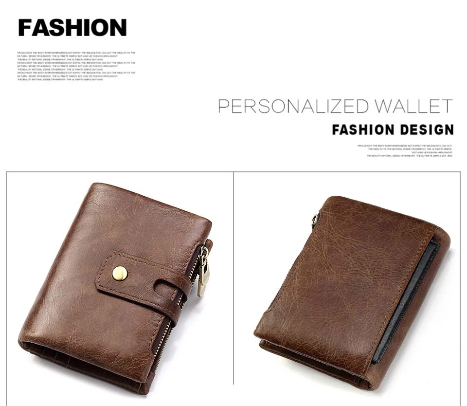 HUMERPAUL Retro Wallet for Men RFID Genuine Leather Hasp Zipper Card Holder Coin Purse Short Bifold Men Women Portomonee