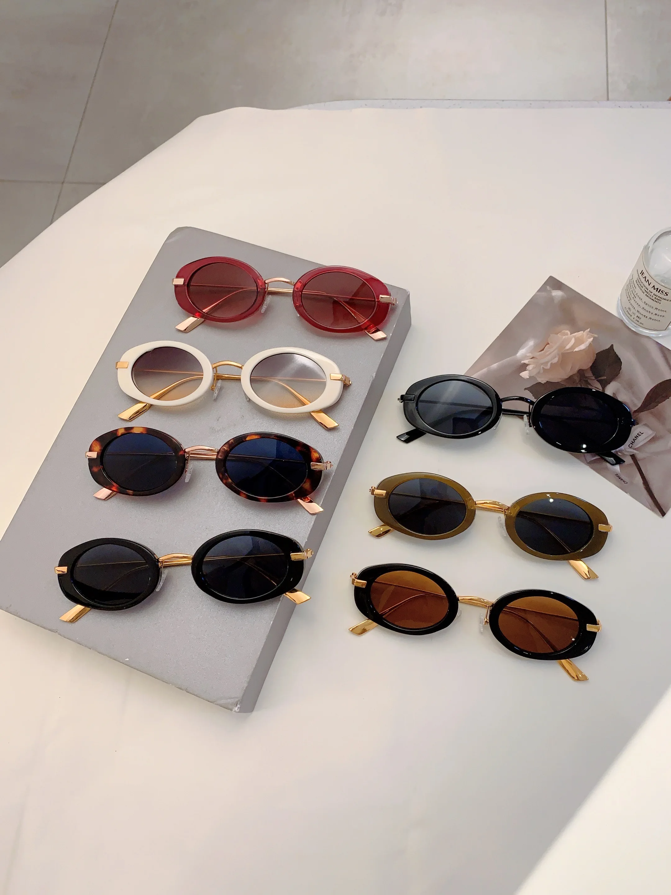KAMMPT Vintage Oval Sunglasses Women 2024 New in Fashion Retro Black Sun Glasses Ins Stylish Trendy Luxury Brand Design Shades