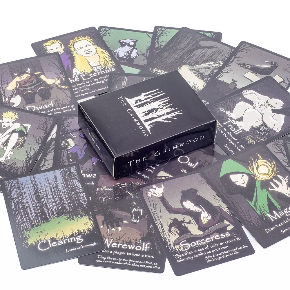 English Version The Grimwood Board Game 72Pcs Standard Poker 8.8*6.3cm Slightly Strategic Cards for Family Gatherings