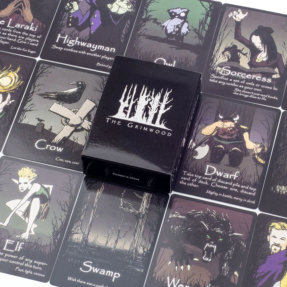English Version The Grimwood Board Game 72Pcs Standard Poker 8.8*6.3cm Slightly Strategic Cards for Family Gatherings