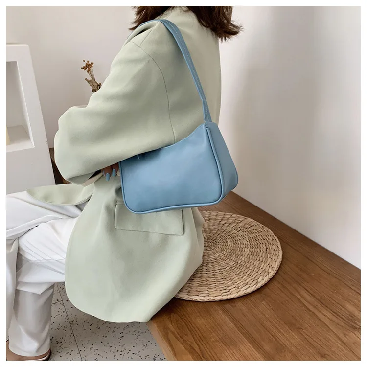 Fashion Handbag And Purses Simple Women Shoulder Underarm Bags Casual Ladies Pure Color Small Handbags Elegant PU Leather Bags