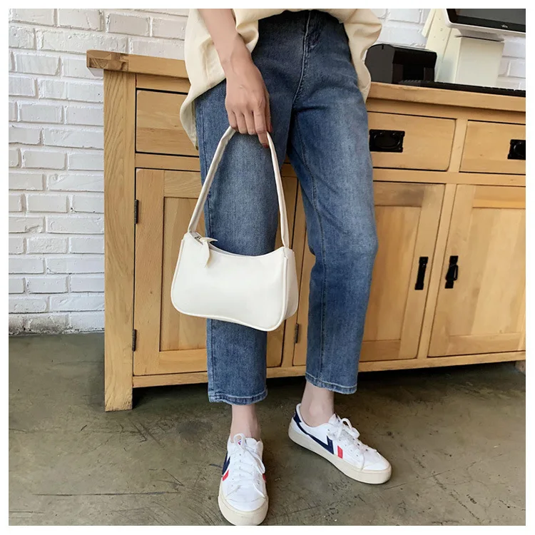 Fashion Handbag And Purses Simple Women Shoulder Underarm Bags Casual Ladies Pure Color Small Handbags Elegant PU Leather Bags