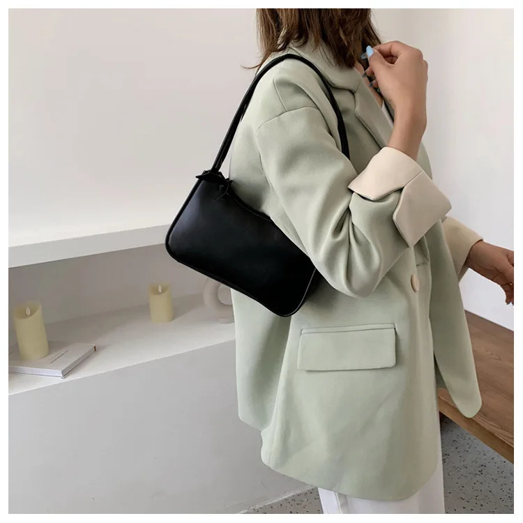 Fashion Handbag And Purses Simple Women Shoulder Underarm Bags Casual Ladies Pure Color Small Handbags Elegant PU Leather Bags