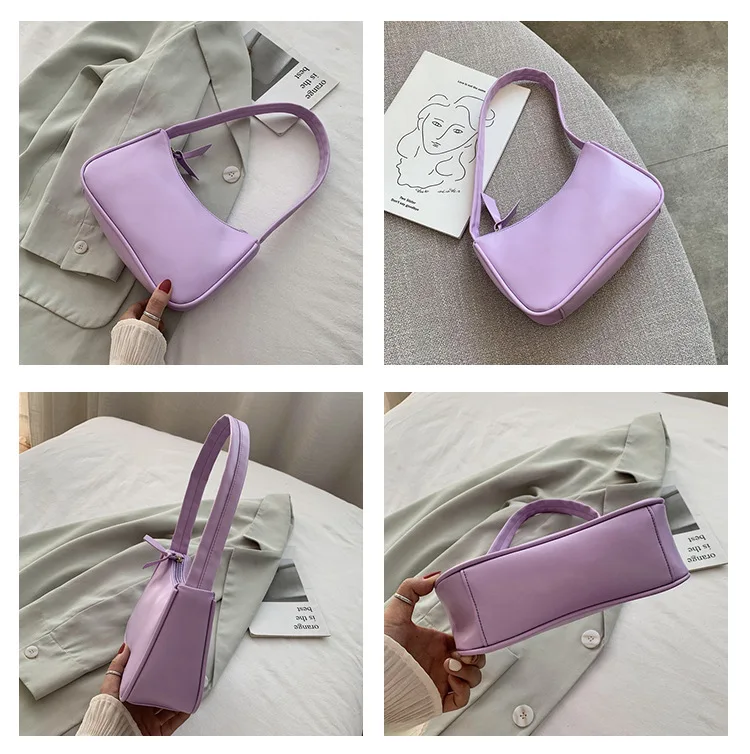Fashion Handbag And Purses Simple Women Shoulder Underarm Bags Casual Ladies Pure Color Small Handbags Elegant PU Leather Bags