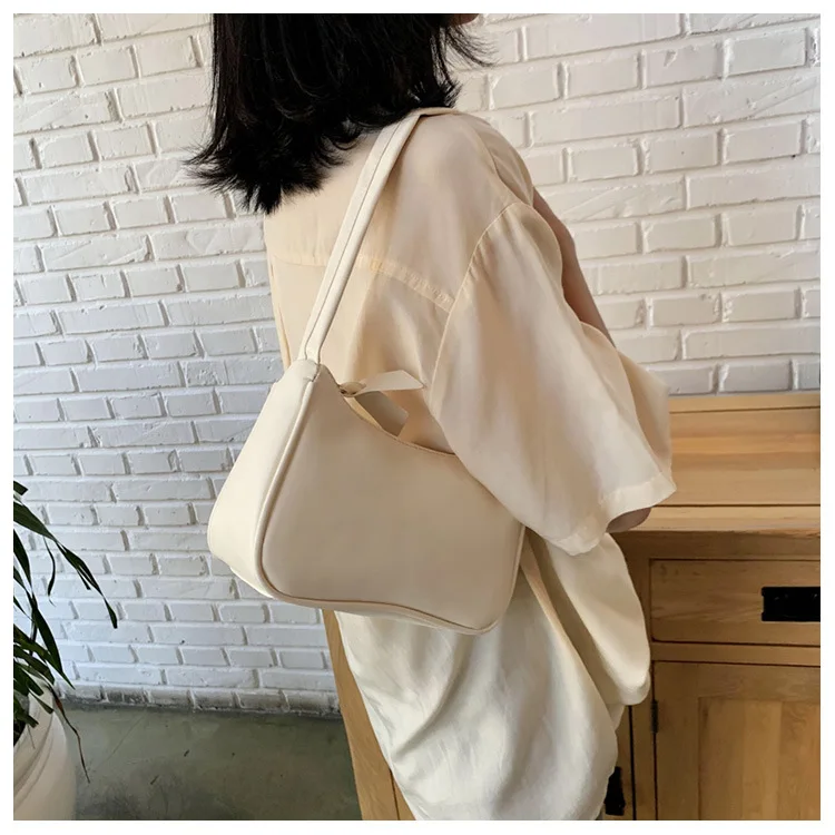 Fashion Handbag And Purses Simple Women Shoulder Underarm Bags Casual Ladies Pure Color Small Handbags Elegant PU Leather Bags