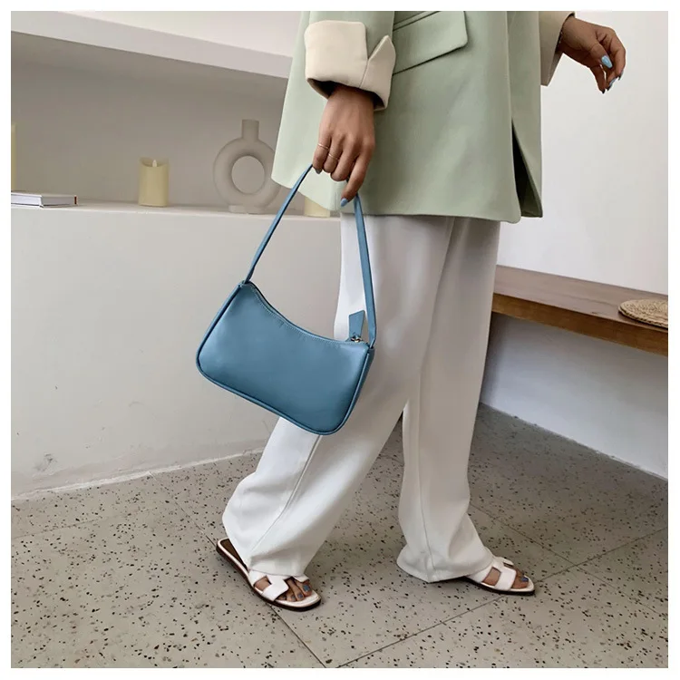 Fashion Handbag And Purses Simple Women Shoulder Underarm Bags Casual Ladies Pure Color Small Handbags Elegant PU Leather Bags