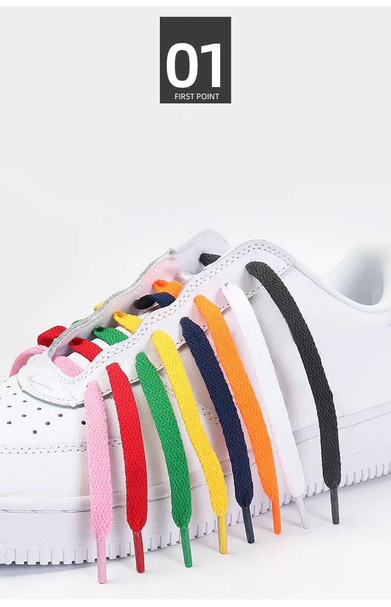 1 Pair Flat Shoelaces Classic Shoe Laces Fit Fashion Solid Sports Shoelace Casual Unisex Shoe Strings Shoe Accessories AF1