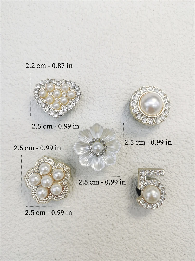 10PCS Shoe Charms ABS Accessories Decorations Clog New Luxury Rhinestone Pearl Beads Diy Buckle Shoes Ornaments For Party Gift