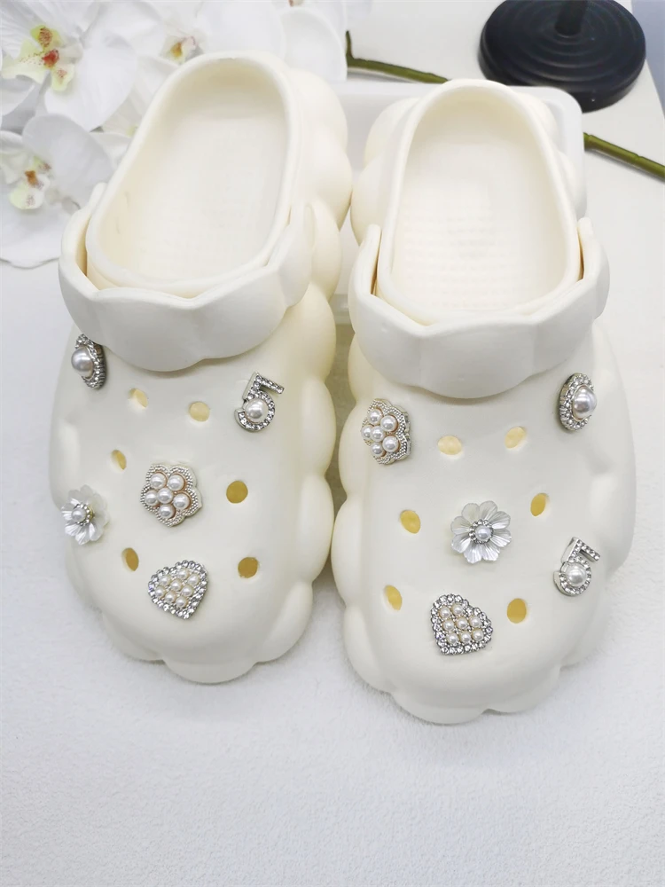 10PCS Shoe Charms ABS Accessories Decorations Clog New Luxury Rhinestone Pearl Beads Diy Buckle Shoes Ornaments For Party Gift