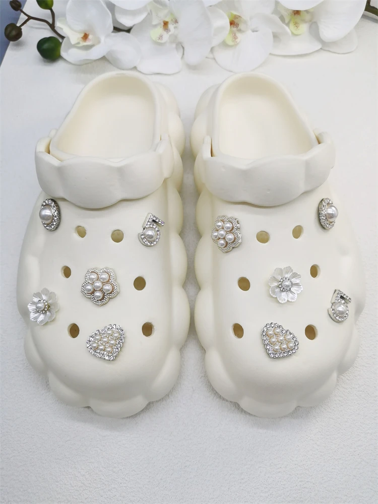 10PCS Shoe Charms ABS Accessories Decorations Clog New Luxury Rhinestone Pearl Beads Diy Buckle Shoes Ornaments For Party Gift