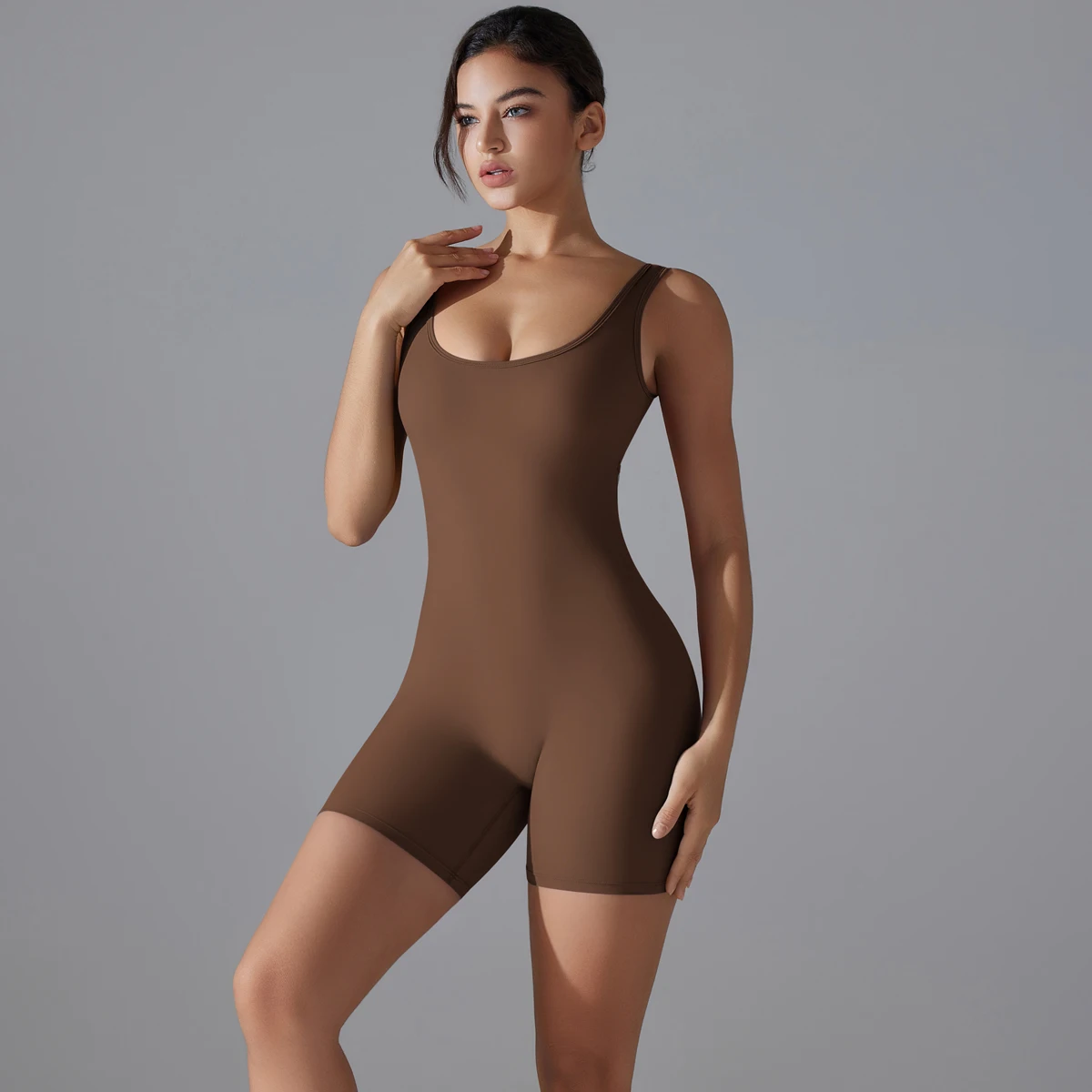 New V Back Scrunch Sports Jumpsuit Women Gym Rompers Sleeveless Sportswear Bodysuits Women Casual One-Piece Suit Yoga Clothing