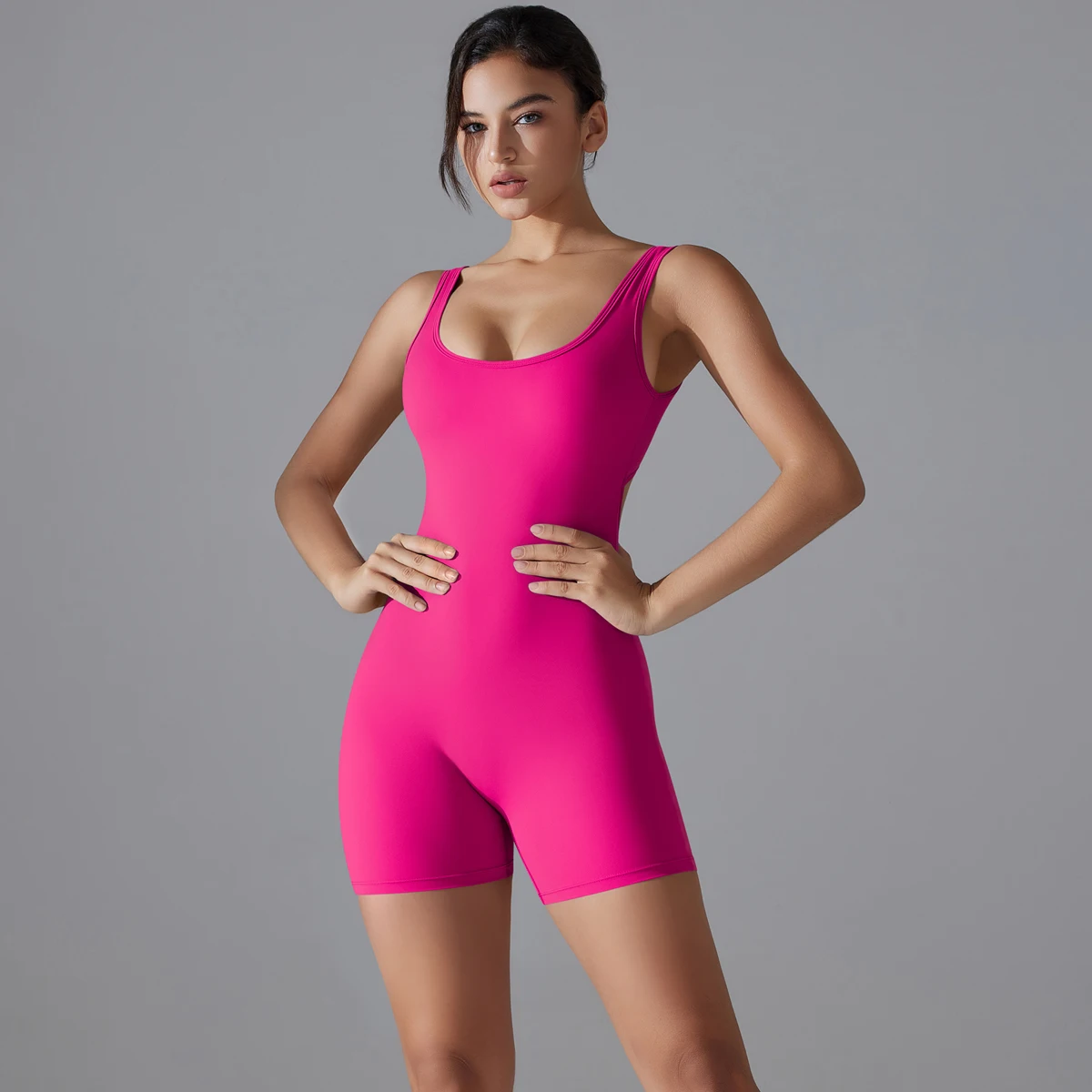 New V Back Scrunch Sports Jumpsuit Women Gym Rompers Sleeveless Sportswear Bodysuits Women Casual One-Piece Suit Yoga Clothing