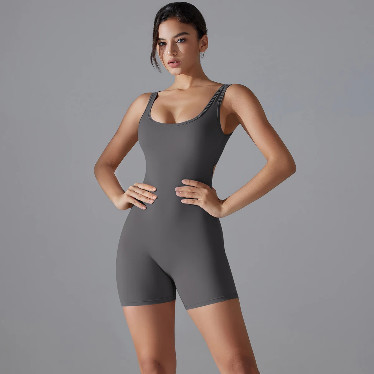 New V Back Scrunch Sports Jumpsuit Women Gym Rompers Sleeveless Sportswear Bodysuits Women Casual One-Piece Suit Yoga Clothing