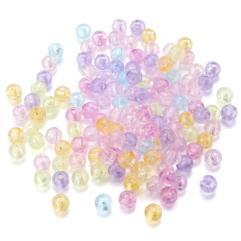 50-100pcs/Lot 6 8 10 12mm Round Crackle Beads Loose Spacer Acrylic Beads For Jewelry Making Charm Beads DIY Bracelet Necklace