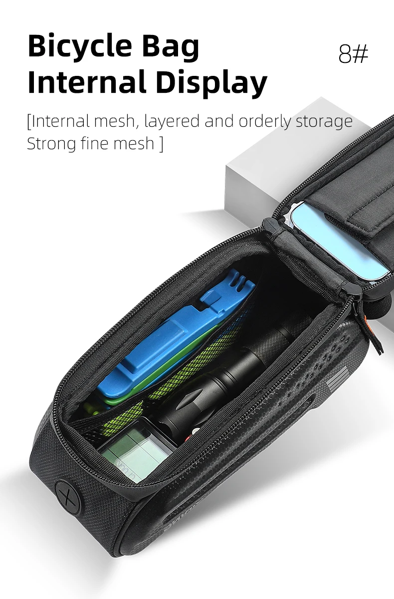WEST BIKING Bicycle Bag 7.0 Inch Phone Bag Waterproof Front Frame Cycling Bag Sensitive Touch Screen MTB Road Bike Bag
