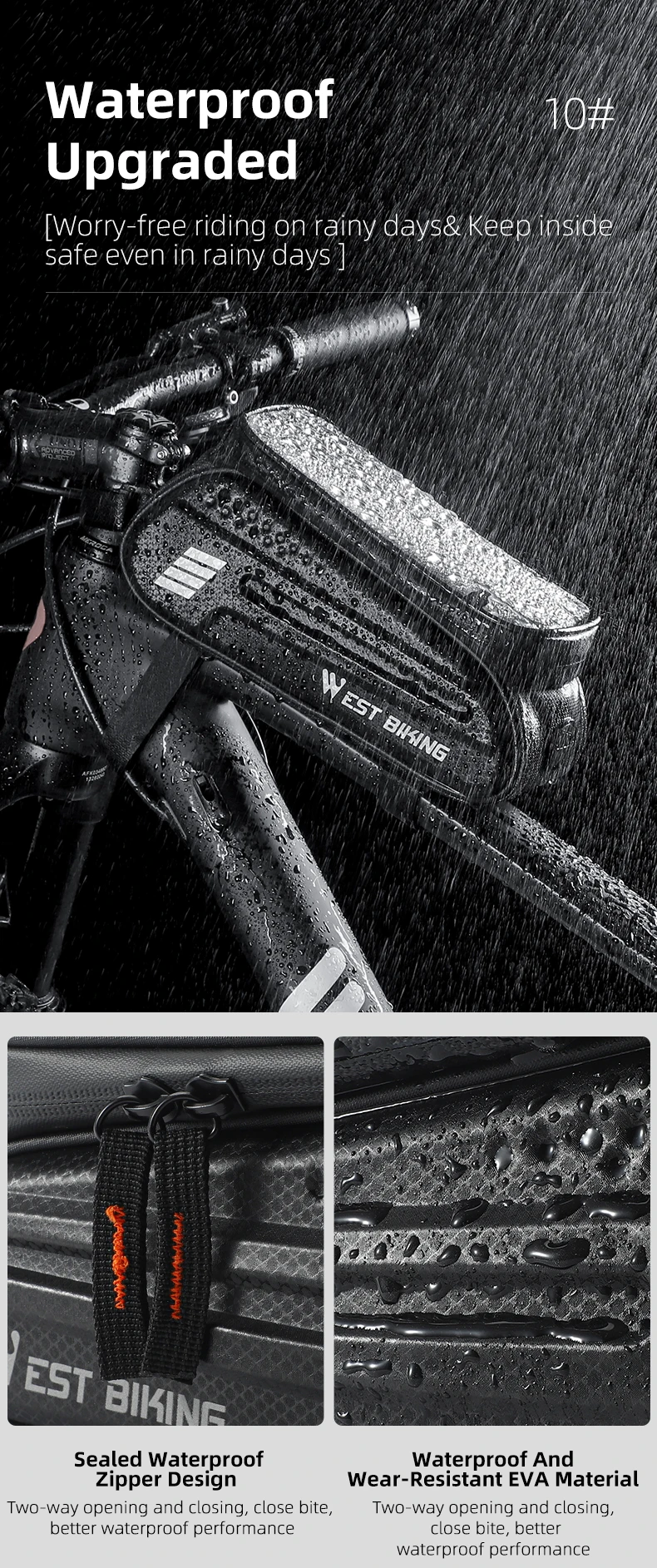 WEST BIKING Bicycle Bag 7.0 Inch Phone Bag Waterproof Front Frame Cycling Bag Sensitive Touch Screen MTB Road Bike Bag