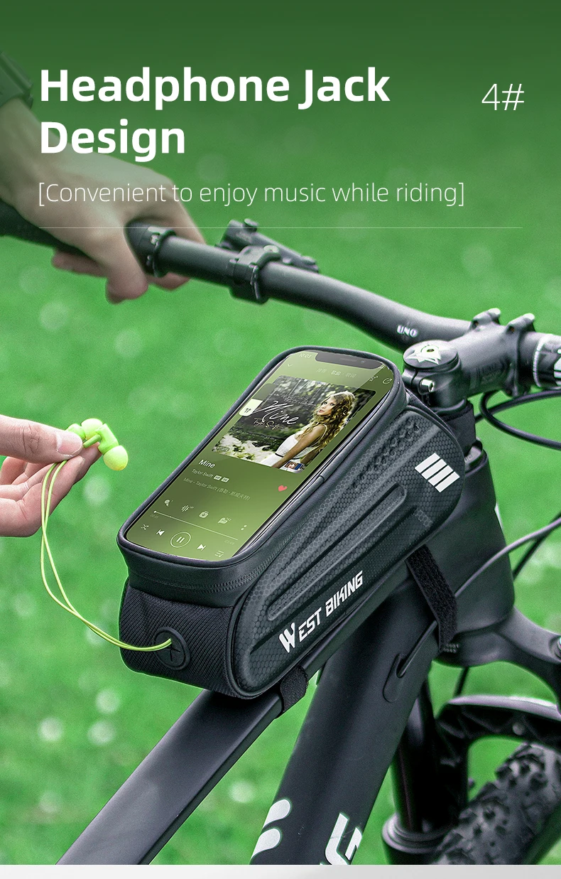 WEST BIKING Bicycle Bag 7.0 Inch Phone Bag Waterproof Front Frame Cycling Bag Sensitive Touch Screen MTB Road Bike Bag