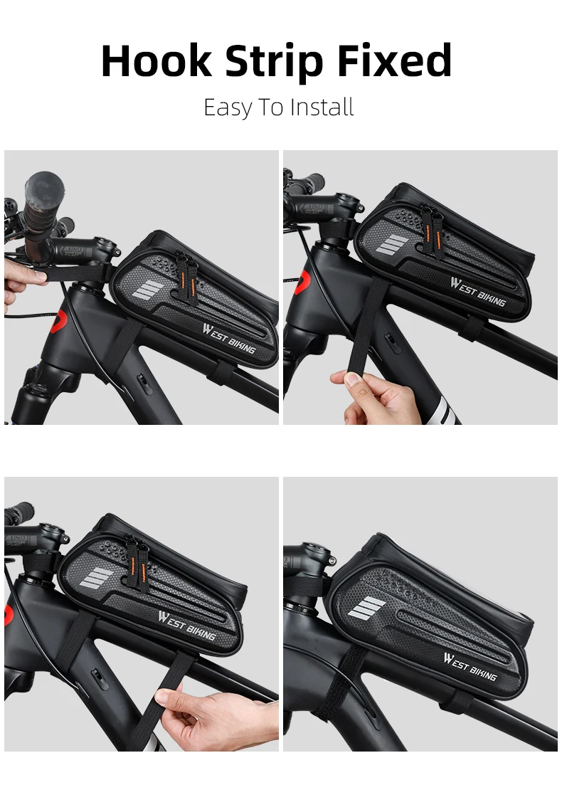 WEST BIKING Bicycle Bag 7.0 Inch Phone Bag Waterproof Front Frame Cycling Bag Sensitive Touch Screen MTB Road Bike Bag
