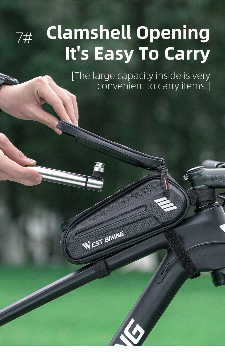 WEST BIKING Bicycle Bag 7.0 Inch Phone Bag Waterproof Front Frame Cycling Bag Sensitive Touch Screen MTB Road Bike Bag