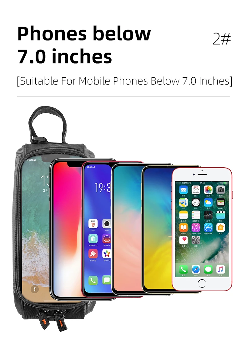 WEST BIKING Bicycle Bag 7.0 Inch Phone Bag Waterproof Front Frame Cycling Bag Sensitive Touch Screen MTB Road Bike Bag