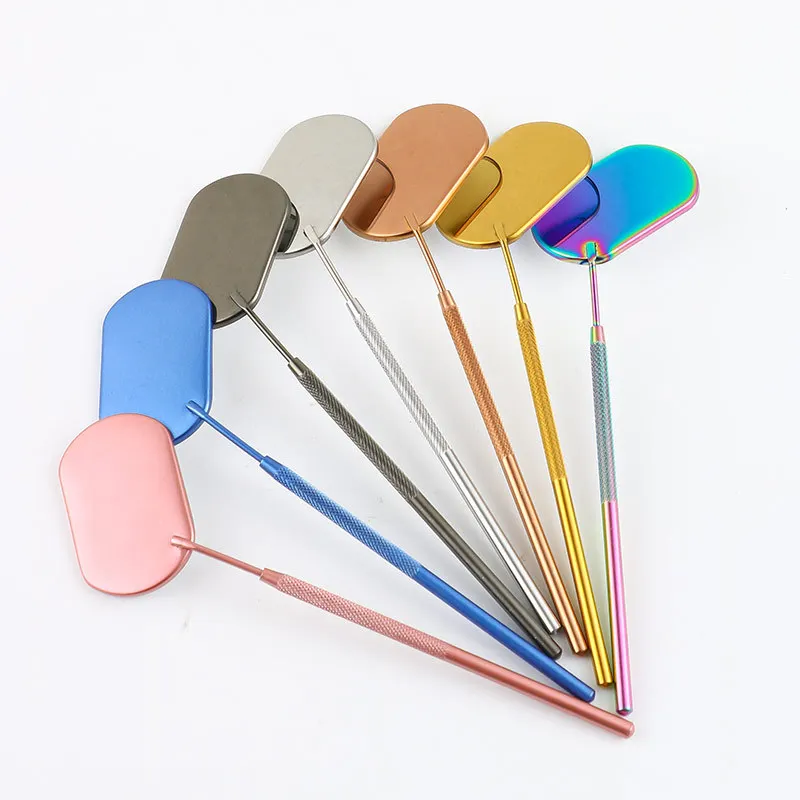 1PC Multi Colors Oval Grafted Lash Mirror Stainless Steel Multifunction Checking Mirror Eyelashes Extension Makeup Tool