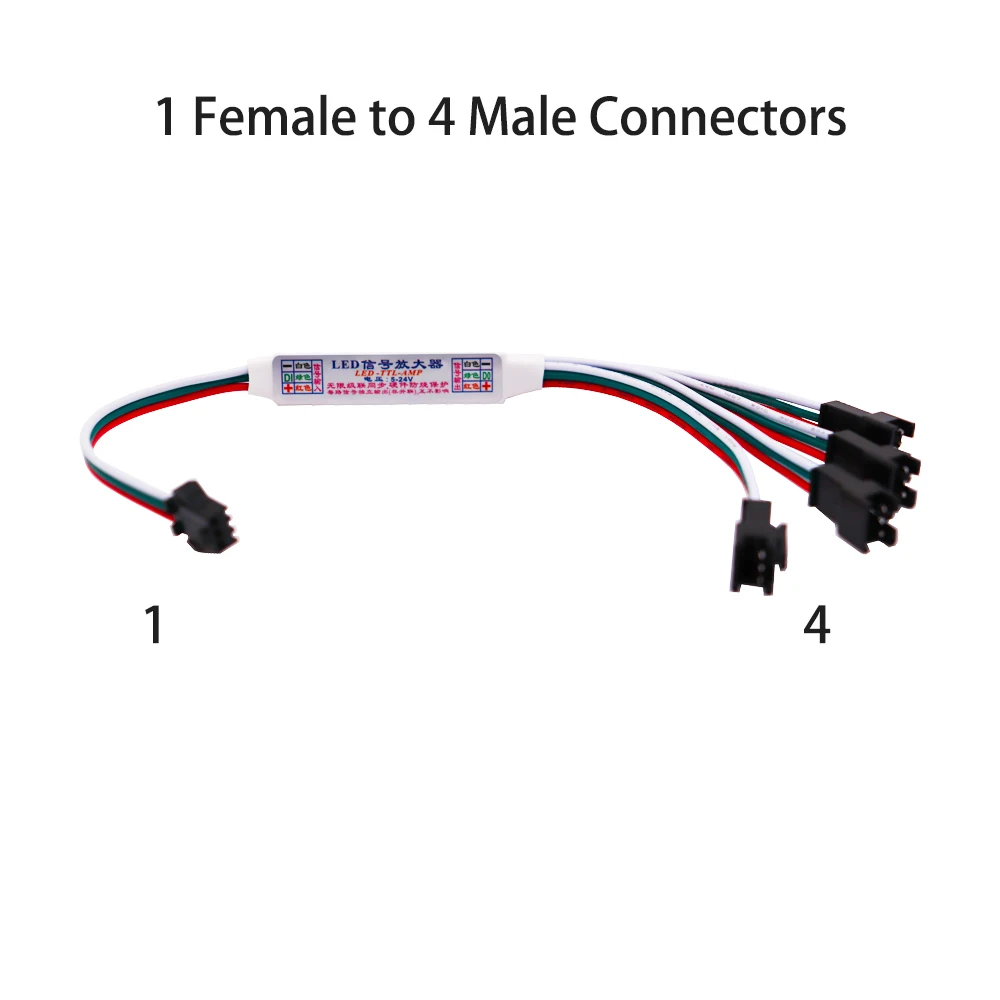 Mini TTL Signal LED Amplifier Repeater for WS2811 WS2812B SK6812 3Pin Addressable RGBIC LED Strip String Module 1 TO 4/8 DC5-24V