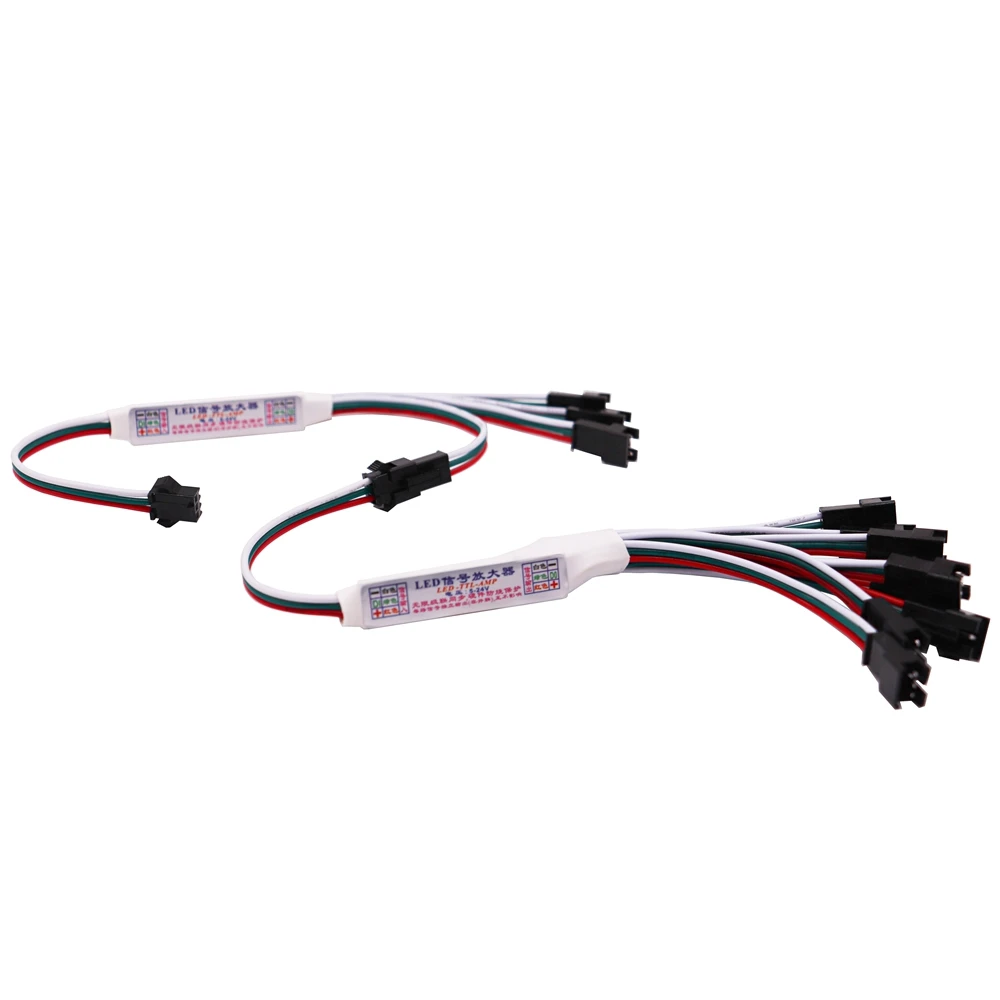 Mini TTL Signal LED Amplifier Repeater for WS2811 WS2812B SK6812 3Pin Addressable RGBIC LED Strip String Module 1 TO 4/8 DC5-24V