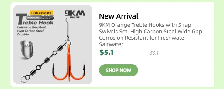 9KM Fishing Treble Hooks High Carbon Steel Brabed Triple Hook Fishing Hooks on Hard Lures Saltwater Fishing Accessories