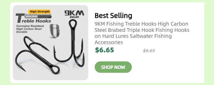 9KM Fishing Treble Hooks High Carbon Steel Brabed Triple Hook Fishing Hooks on Hard Lures Saltwater Fishing Accessories