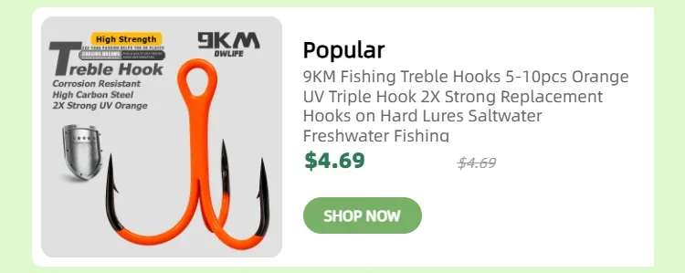 9KM Fishing Treble Hooks High Carbon Steel Brabed Triple Hook Fishing Hooks on Hard Lures Saltwater Fishing Accessories