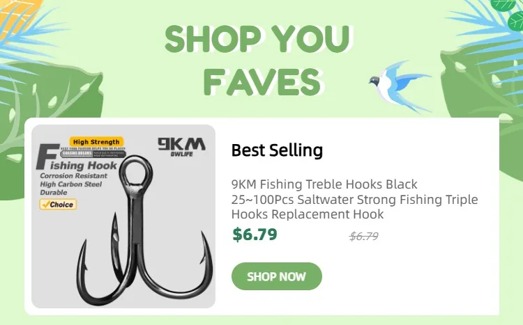 9KM Fishing Treble Hooks High Carbon Steel Brabed Triple Hook Fishing Hooks on Hard Lures Saltwater Fishing Accessories
