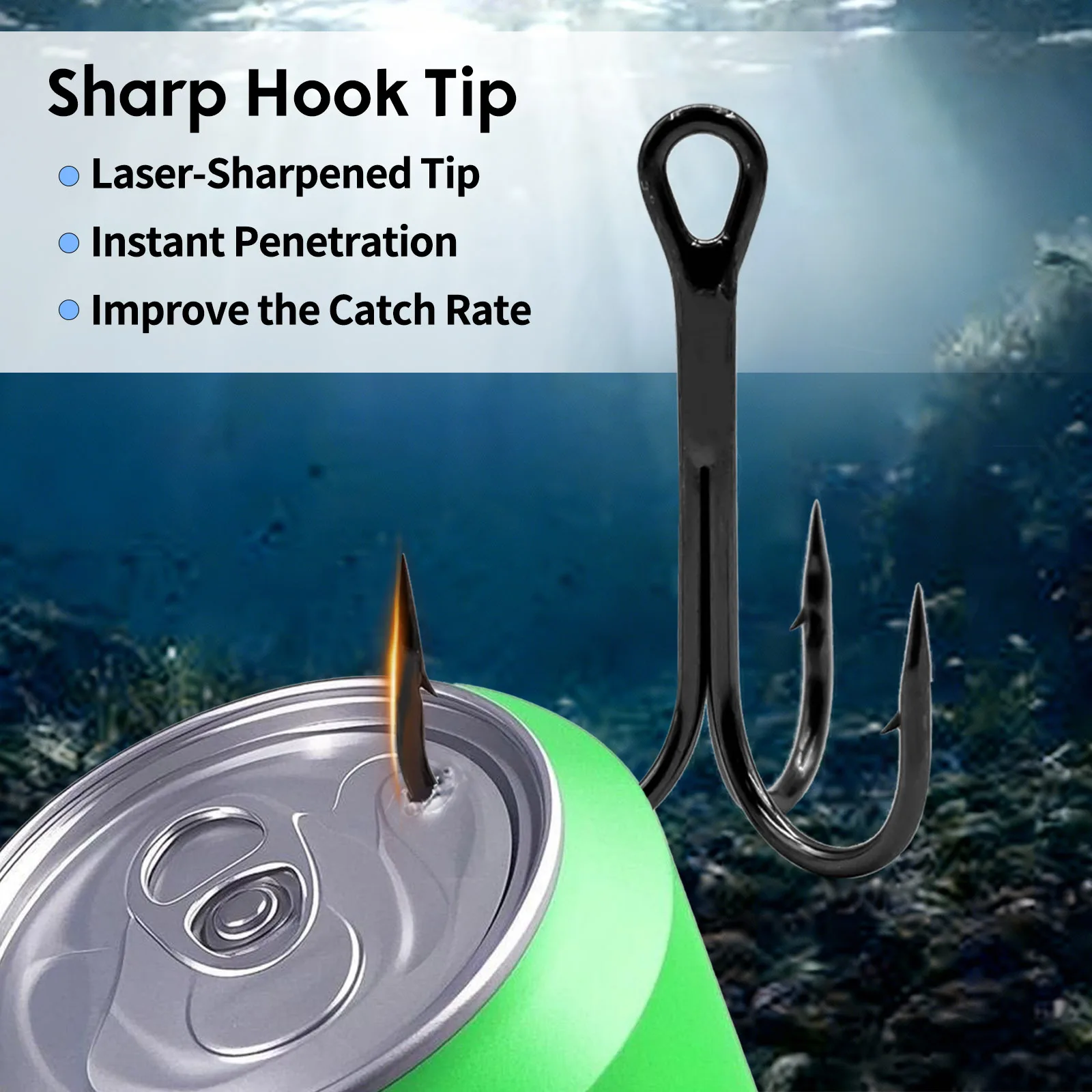 9KM Fishing Treble Hooks High Carbon Steel Brabed Triple Hook Fishing Hooks on Hard Lures Saltwater Fishing Accessories