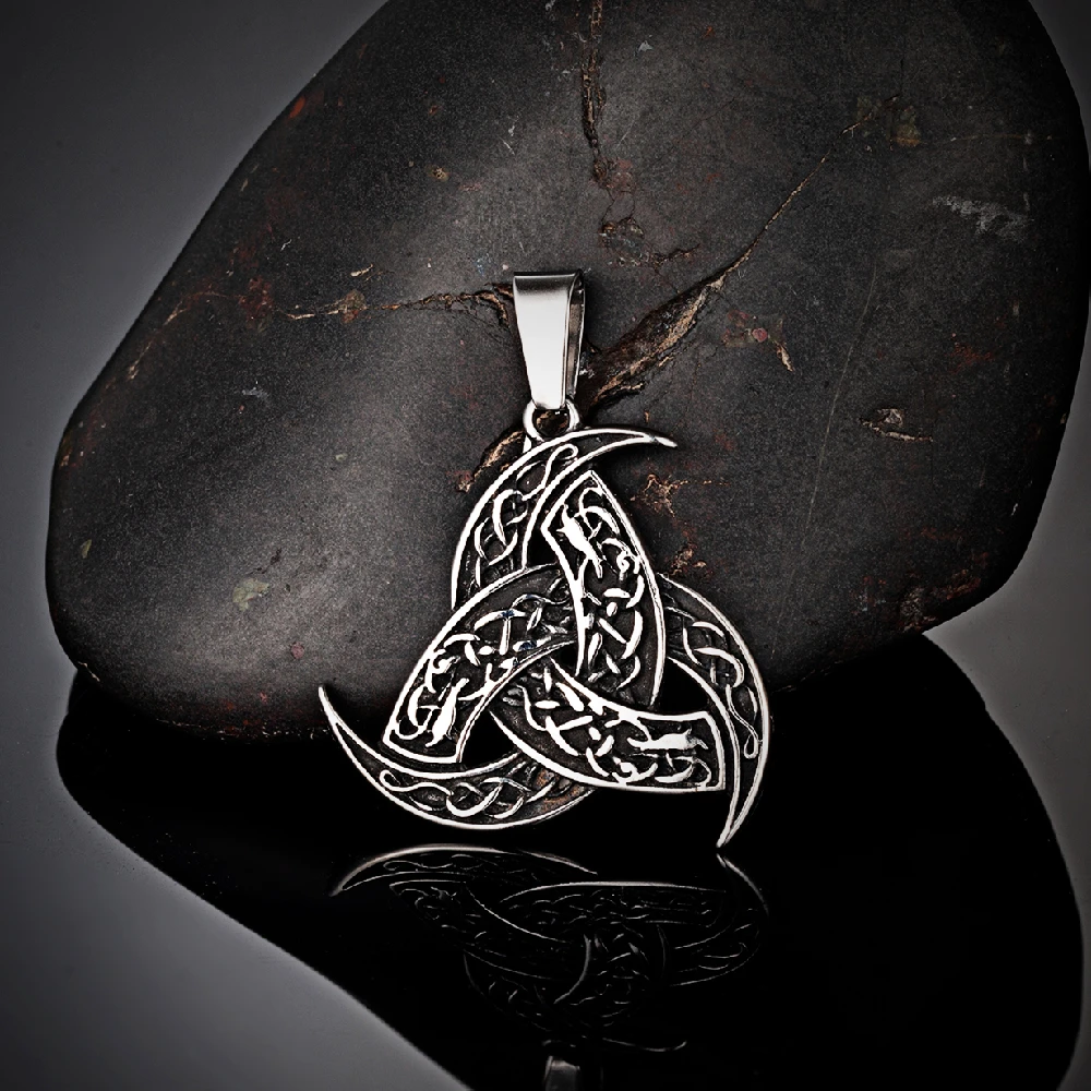 Men Celtics Knot Trinity Pendant Necklace Stainless Steel Norse Runes Slavic Icelandic Jewelry Vikings Amulet Vintage Male Gifts