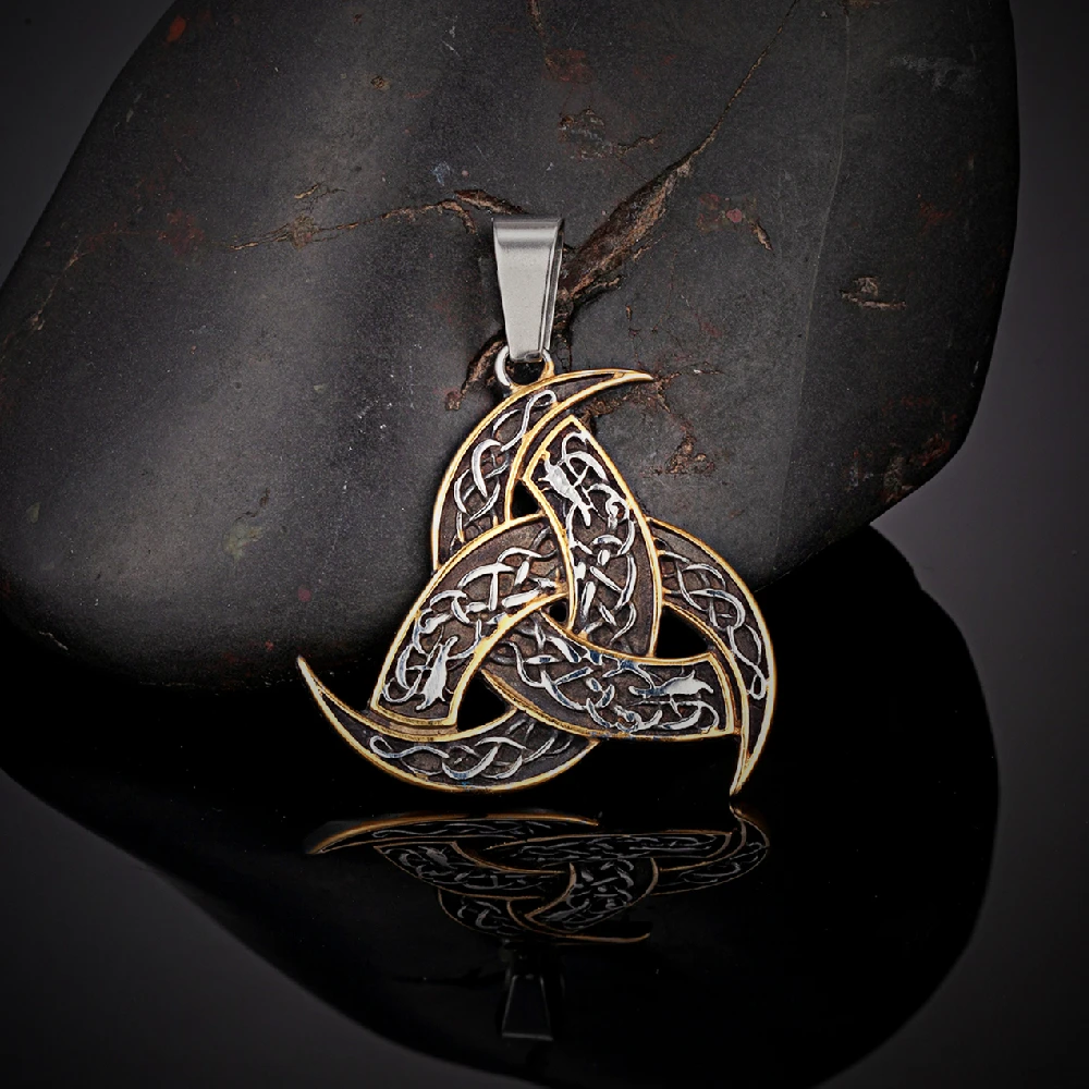 Men Celtics Knot Trinity Pendant Necklace Stainless Steel Norse Runes Slavic Icelandic Jewelry Vikings Amulet Vintage Male Gifts