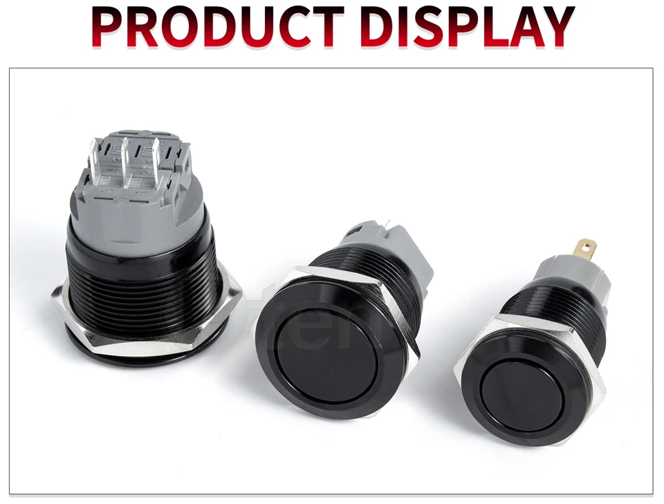 12/16/19/22/25/30/40mm Waterproof Metal Push Button Switch NO LED Light Momentary Latching Car Engine Power Switch 1NO1NC