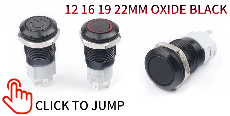 12/16/19/22/25/30/40mm Waterproof Metal Push Button Switch NO LED Light Momentary Latching Car Engine Power Switch 1NO1NC