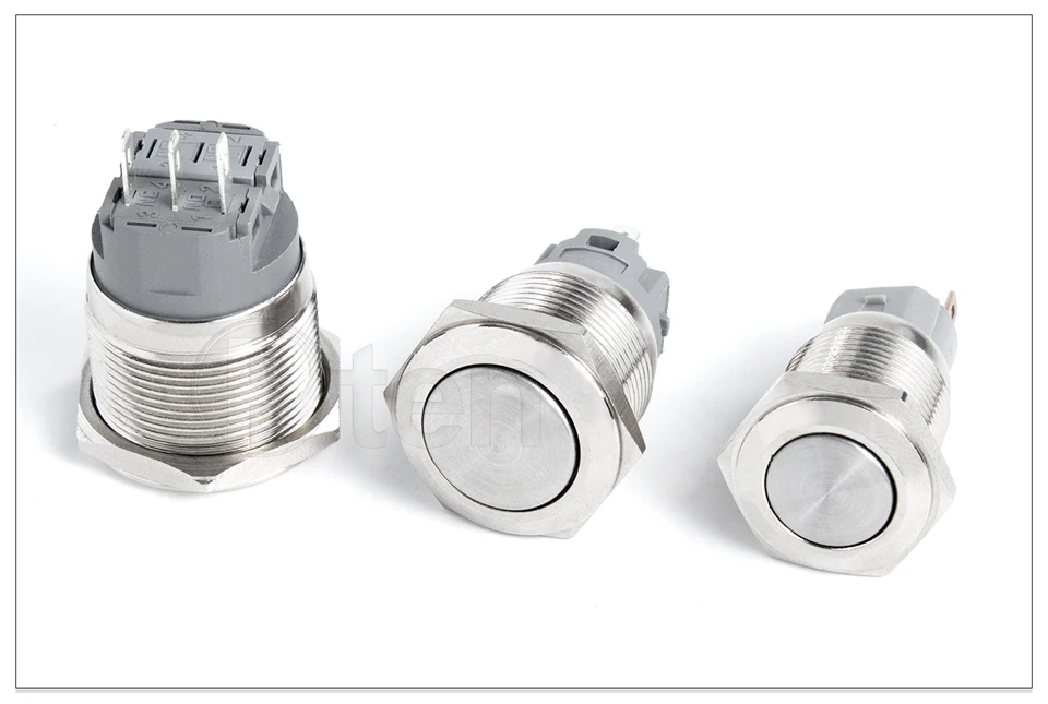 12/16/19/22/25/30/40mm Waterproof Metal Push Button Switch NO LED Light Momentary Latching Car Engine Power Switch 1NO1NC