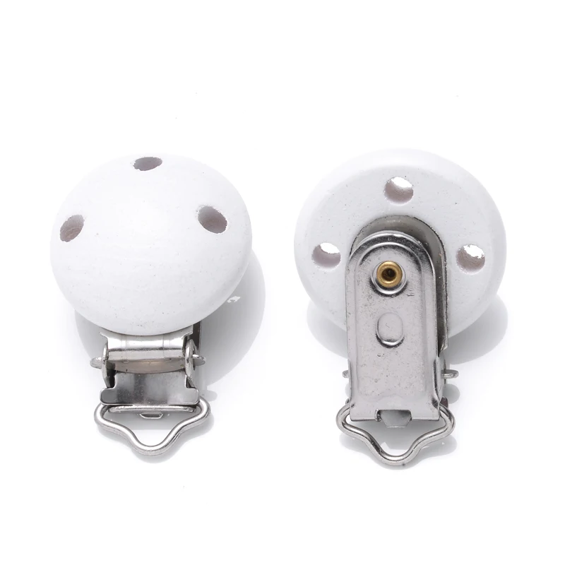 10Pcs 14Color Wooden Baby Pacifier Holder Clip 30mm Round Dummy Nipple Clasps for DIY Pacifier Clips Chain Teether Accessories