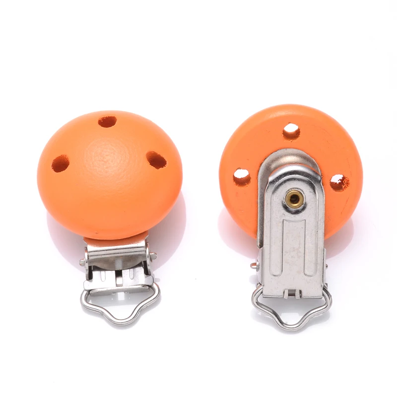 10Pcs 14Color Wooden Baby Pacifier Holder Clip 30mm Round Dummy Nipple Clasps for DIY Pacifier Clips Chain Teether Accessories