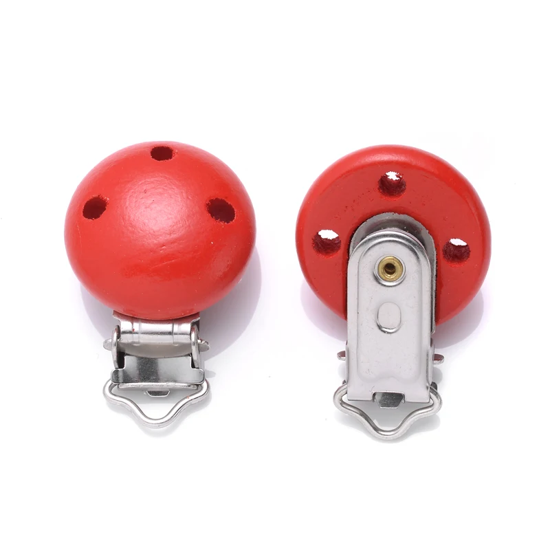 10Pcs 14Color Wooden Baby Pacifier Holder Clip 30mm Round Dummy Nipple Clasps for DIY Pacifier Clips Chain Teether Accessories