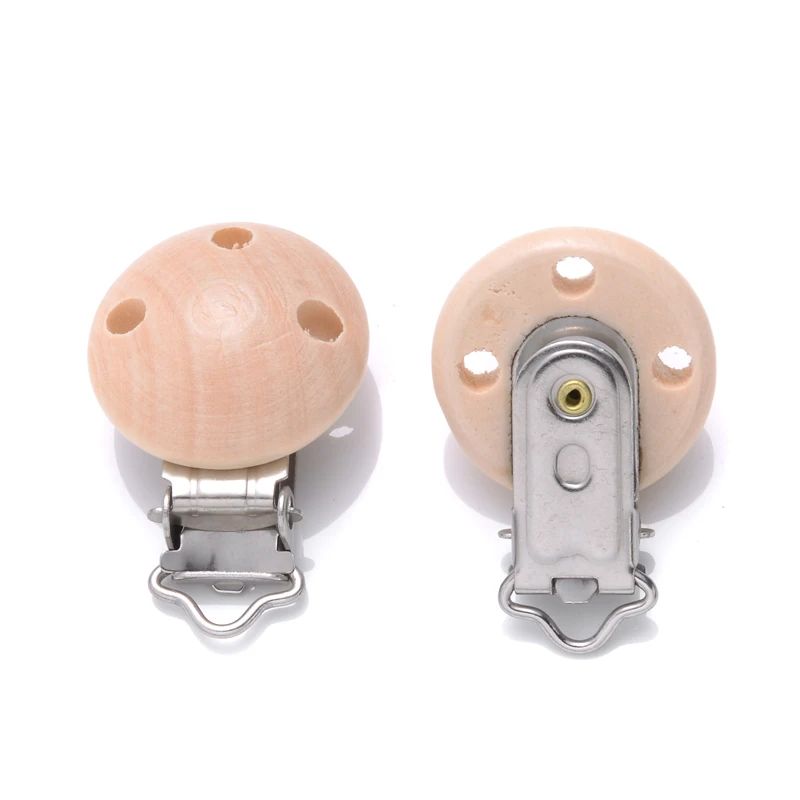 10Pcs 14Color Wooden Baby Pacifier Holder Clip 30mm Round Dummy Nipple Clasps for DIY Pacifier Clips Chain Teether Accessories