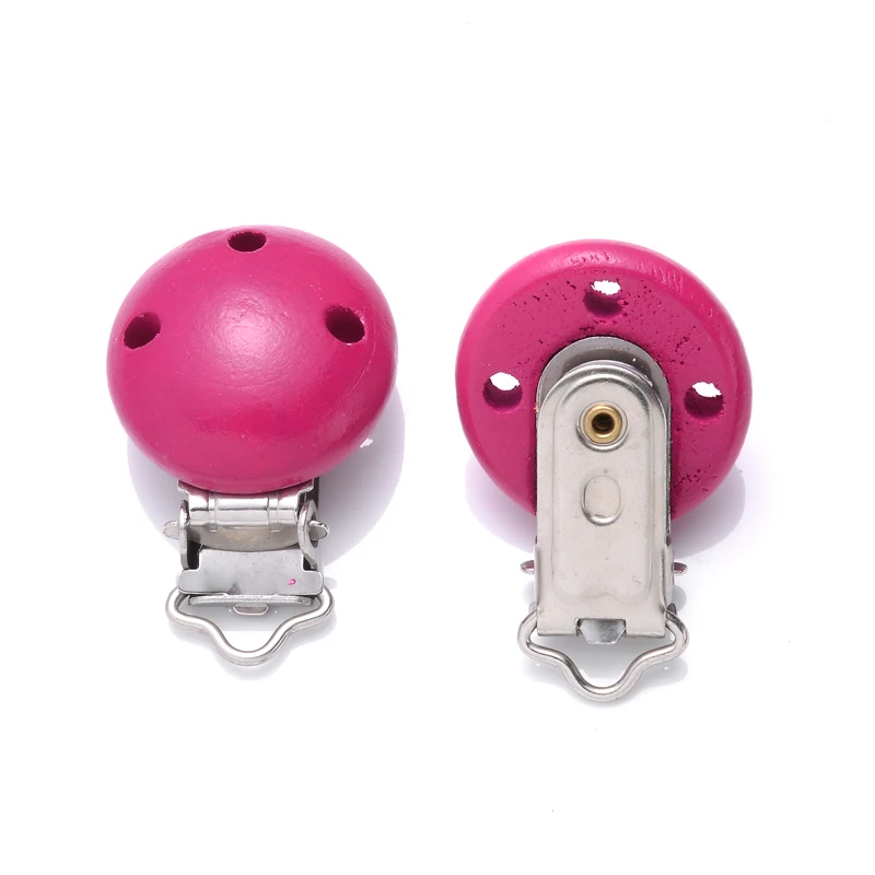 10Pcs 14Color Wooden Baby Pacifier Holder Clip 30mm Round Dummy Nipple Clasps for DIY Pacifier Clips Chain Teether Accessories