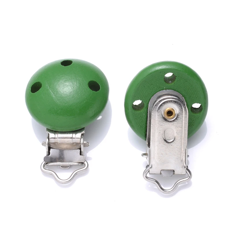 10Pcs 14Color Wooden Baby Pacifier Holder Clip 30mm Round Dummy Nipple Clasps for DIY Pacifier Clips Chain Teether Accessories