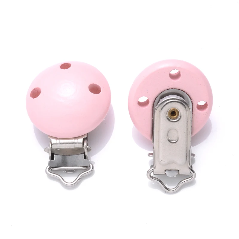 10Pcs 14Color Wooden Baby Pacifier Holder Clip 30mm Round Dummy Nipple Clasps for DIY Pacifier Clips Chain Teether Accessories