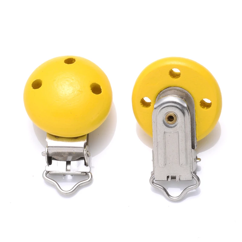 10Pcs 14Color Wooden Baby Pacifier Holder Clip 30mm Round Dummy Nipple Clasps for DIY Pacifier Clips Chain Teether Accessories