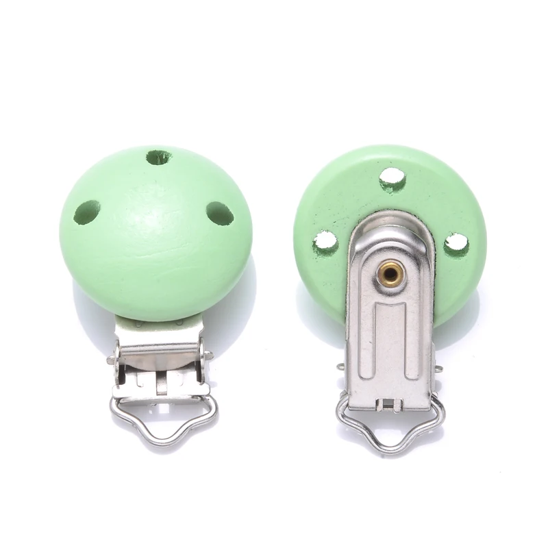 10Pcs 14Color Wooden Baby Pacifier Holder Clip 30mm Round Dummy Nipple Clasps for DIY Pacifier Clips Chain Teether Accessories