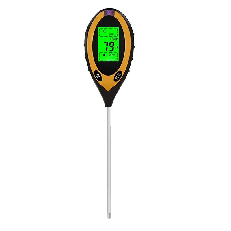 Soil PH Meter Tester Soil Tester PH Moisture Meter Temperature Sunlight Intensity Measurement Analysis Soil Acidity Test 4 in 1