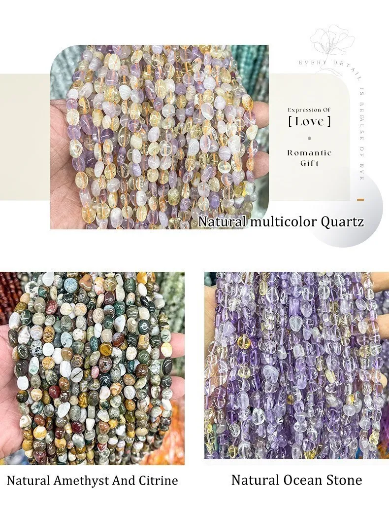 6-8mm Irregular Natural Amethyst Citrine Irregular Nugget Stone Loose Spacer Bead For Jewelry Making Diy Bracelet Accessory